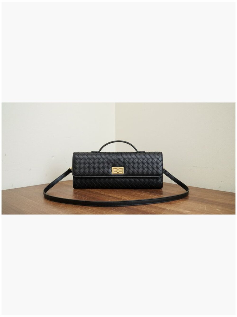 Handmade Woven Leather Clutch Evening Bag Crossbody Purse